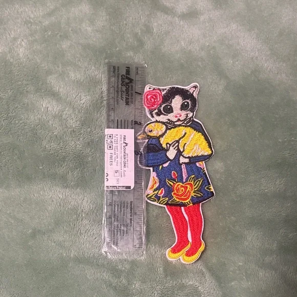 Cat and her duck iron on - Picture 1 of 3